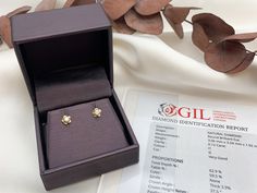 CERTIFIED Real Diamond Earrings set with Natural Diamonds, size 3 millimeters diameter each, 0.24 Carats total.Solid 14k Yellow Gold ☞ made to last.Click here for ☞ Solid Gold CollectionDiamond Details:• CERTIFIED Natural Diamond• Weight: 0.24 Carats total• Dimensions: 3mm• Color: G• Clarity: I1• Cut: Very Good• Fluorescence: Yes Solid Gold Details:• 1.35 grams of 14k Solid Yellow Gold• Dimensions: Length ≈ 6mm, Width ≈ 5.5mm• Lasts a lifetime - Perfect for everyday use (won’t tarnish)*Final wei Diamond Flower Earrings, Real Diamond Earrings, Earrings Dainty, Diamond Flower, Real Diamonds, Gold Details, Solid Yellow, Flower Earrings, Earrings Set