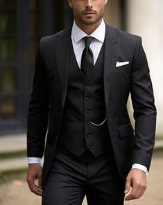 Men Royal Tuxedo Most Trendy Fashioned of Men Fashion Outfits https://youtu.be/gahLGI2wrpg Black Suits For Men Wedding Classy, Black Prom Suits For Guys, Wedding Suits Groom Classy, Black Mens Suit, Mens Suit For Wedding, Black Groomsmen Suits, 3 Piece Suit Men