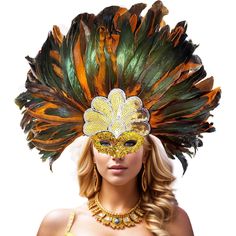 PRICES MAY VARY. Size:One size fits most, because the band is elastic Package Content:1 piece costume mask,1 piece feather headpiece Made of hand-dyed feathers and an elastic headband, this headwear fits perfectly to your head shape This elegant showgirl accessory is suitable for a range of events, including carnival, Halloween, art deco parties, and more Great Gift: Great feather headpiece for your mother, girlfriend, wife, daughter and your female friends Occasion: Perfect for Halloween, Campf Halloween Campfire, Carnival Headpiece, Campfire Party, Evening Cocktails, Orange Clothing, Art Deco Party, Costume Masquerade, Diy Gifts To Sell, Feather Headpiece