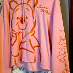 New With Tags Winnie The Pooh Hoodie. Embroidery On The Chest. Very Cute For A Winnie The Pooh Lover! Pink Winter Outerwear With Cartoon Print, Winter Pink Outerwear With Cartoon Print, Pink Cartoon Print Outerwear For Fall, Pink Outerwear With Cartoon Print For Fall, Fall Pink Outerwear With Cartoon Print, Pink Long Sleeve Outerwear With Cartoon Print, Winnie The Pooh Hoodie, Winnie The Pooh Pink, Hoodie Embroidery