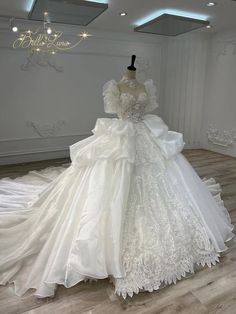 Ivory Princess Style Wedding Quinceanera Ball Gown Dress With Beautiful Sequin and Crystal Beaded Embroidered Lace & 3D Flowers - Etsy Royal Dresses Wedding, 1800s Wedding Dress Vintage, Dream Princess Dress, Wedding Dresses Angelic, Extravagant Wedding Dresses Fairytale, Bejeweled Ball Gown, Culture Wedding Dresses, Beautiful Dresses Wedding, Wedding Dresses With Layers