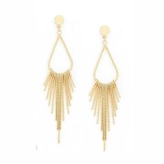 Long Tassel Earrings in Gold or Silver | Hollywood Sensation® Chic Metal Dangle Clip-on Earrings, Trendy Teardrop Earrings For Evening, Elegant Long Drop Tassel Jewelry, Elegant Tassel Chandelier Earrings, Elegant Chandelier Earrings With Tassels, Elegant Long Drop Tassel Chandelier Earrings, Elegant Long Drop Chandelier Earrings With Tassels, Evening Tassel Dangle Jewelry, Evening Dangle Tassel Jewelry