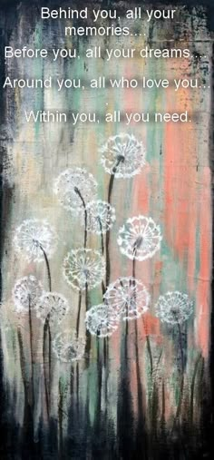 a painting with dandelions painted on it