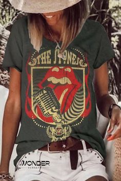 Just only $19.99 Skater Hippie, Boho Outfit Ideas, Fun Shirts, Hippie Chick, Boho Outfit, Hippie Girl, Shop Till You Drop, Vintage Microphone, Light Blue Shirts