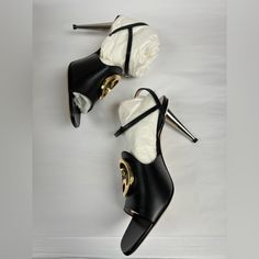 Brand New With Tags Gucci Heeled Sandals Size 7 Strapy Heels, Platform Pumps Heels, Gucci Pumps, Lace Up Block Heel, Gucci Heels, Ankle Strap Block Heel, Shoes Gucci, Round Toe Shoes, Gucci Leather