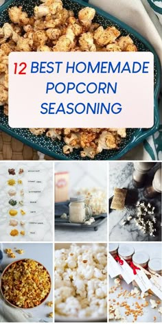 the best homemade popcorn seasoning recipe is in this collage, and it's easy to make