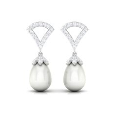 Product Details Radiate trendiness and chic style with Freshwater Pearl Contemporary Earrings, featuring divine drop-shaped pearls for an exquisite look. Product Information SKU SHP-EARRINGS062210030 Weight 1.44 gm (Approximate) FRESHWATER PEARL INFORMATION No.of Stones 2 Pieces Total Weight 5.48 Carat (Approximate) Dimension(approx) Drops-6X9 mm-2 Pcs Color White Cut Brilliant Shape Drops Setting Type Bead-Set Quality Grade AAA DIAMOND INFORMATION No.of Stones 80 Pieces Total Weight 0.56 Carat Luxury White Pear-shaped Earrings, White Drop Earrings For Evening, Luxury Drop Pearl Earrings, Elegant Diamond Bridal Earrings With Pearl Drop, Elegant Drop Diamond Earrings For Formal Occasions, Elegant White Diamond Earrings, White Diamond Teardrop Pear Earrings, Diamond White Pear-shaped Teardrop Earrings For Formal Occasions, Evening Pearl Earrings In Diamond White