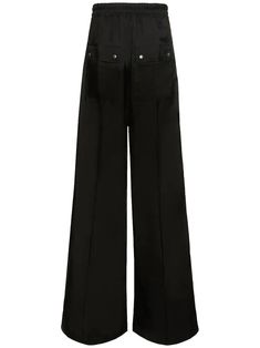 Rick Owens Oversized Bela Pants Designer's ID: RU01C4366-J Coming of the SS23 EDFU Collection, featured in a smooth Cupro Material, with an oversized design, a side pockets, and 2 black buttoned pockets, with the integrated of a front zip-up closure. Color: Black Composition: 100% Cupro Made in ITALY Rick Owens Men, Wide Pants, Black Button, Pants Black, Rick Owens, Zip Up, Black Pants, Black Men, Elastic Waistband