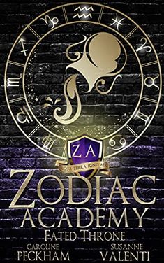 the zodiac academy logo on a brick wall