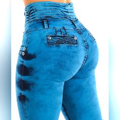 Brand New High Waisted Butt Lifting Blue Skinny Jeans Sz 7 Any Questions Please Feel Free To Message Me Thank You Offers And Negotiations Are Very Much Welcome!! Mtf Fashion, Holey Jeans, Woman Jeans, Girly Style, Stretchy Jeans, Denim Leggings, Girly Fashion, Denim Outfit, Ripped Jeans