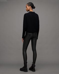 Toughen up your wardrobe in the Cora Leggings. They're high waisted and skinny creating a flattering fit that accentuares the legs. They are the perfect piece under baggy jumpers and tees - casual dressing, amped up.    Super skinny High-rise   Deep waistband Ankle length Baggy Jumpers, Faux Leggings, Casual Dressing, Pants And Leggings, All Saints, Black Leggings, Ankle Length, Good News, Size 16