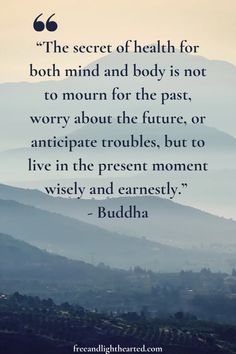 a quote from buddha about the secret of health for both mind and body is not to mournn for the past, worry about the future or anticipate troubles, but to live in the present moment wisey