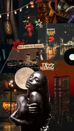 a collage of various images with the words jazz on them and an image of a woman holding a baby in her arms