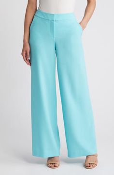 Tahari ASL Wide Leg Pants | Nordstrom Spring Formal Wide Leg Ankle-length Pants, Spring Wide Leg Pants With Welt Pockets, Spring Wide Leg Ankle-length Pants With Welt Pockets, Tailored Wide Leg Summer Pants, Spring Ankle-length Wide Leg Pants With Welt Pockets, Elastane Wide Leg Pants For Business Casual, Wide Leg Elastane Pants For Business Casual, Wide Leg Dress Pants With Welt Pockets For Spring, Spring Business Casual Full-length Dress Pants