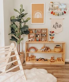 a child's playroom with toys and decor