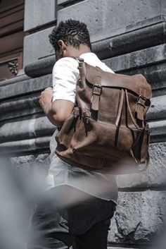 Robel Backpack: Dark Brown - SKADMAS Rectangular Leather Bags With Functional Pockets, Large Capacity Laptop Backpack For Travel, Leather Bags With Functional Pockets For Everyday Use, Casual Leather Backpack With Flap For Everyday Use, Casual Satchel Bag For Adventure, Leather Shoulder Bag With Functional Pockets For Daily Use, Casual Adventure Backpack, Everyday Duffle Bag Backpack With Functional Pockets, Functional Adventure Backpack With Adjustable Strap