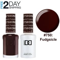 DND Soak Off Gel & Lacquer Duo Set #750 Fudgsicle, is a high gloss shine that lasts for up to 3 weeks with no chipping or peeling and soaks completely off in 10 to 15 minutes. DND set is applied faster, feels thinner, and last longer than any other gel available. Forget base coats, bond-aids, and primers. DND delivers a fast two-step professional system that is unique from any other on the market. Fused with essential vitamins, DND makes nail stronger, healthier, as well as stunning for weeks! L Dnd Gel Brown Colors, Fall 2024 Dip Nail Colors, Dnd Fudgesicle 750, Popular Fall Nails 2024, Fudgsicle Nail Color, November Nails Dnd, Fudgesicle Nail Color, Dnd Dark Brown Gel Polish, Dnd Fudgesicle Nails