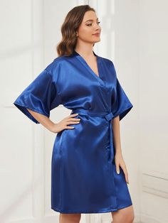 Material: Polyester Fiber (Polyester)  Style: Cardigan  Final sale & no returns Floor-length Blue Gown With Satin Finish, Blue Satin Finish Floor-length Gown, Blue Satin Wedding Gown, Blue Satin Bridesmaid Gown, Elegant Blue Wedding Robe, Elegant Blue Robe For Wedding Night, Elegant Blue Gown For Wedding Night, Short Red Prom Dresses, Ombre Prom Dresses