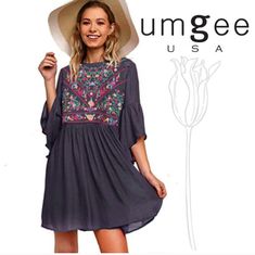 Nwt Umgee Blah Boho Bliss, Flowy Hippie Sleeves Split Strap Embroidered Dress. Fully Lined Loosely Fit Tie Closure Super Cute ! Questions? Leave A Comment Below! Cute Questions, Umgee Dress, Black Boho, Fit N Flare Dress, Embroidered Dress, Tunic Dress, Fit & Flare, Flare Dress, Jean Coat