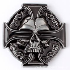 Style: Plate StyleMaterial: Zinc AlloyFor Standard 1.5 inch(3.8-4cm) belt swivelNote: Do not collide with hard objects. Belt not included Skull Shape, Texas Fashion, Ghost Skull, Rock Style Clothing, Color Belt, Iron Cross, Western Belt Buckles, Goth Clothing, Studs Men