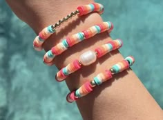 Clay Bead Inspo, Clay Beads Ideas, Colorful Bead Bracelets