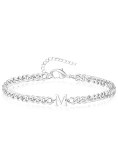 PRICES MAY VARY. 【Initial Bracelet for Men Women】Wearing an initial bracelet is a classic way to make a statement! show off your first name, last name, or your lover's name. mens cuban link bracelet with initials adopts the elegant silver color to match a range of different outfits or occasions all year round. cool graduation gifts 2024, unique graduation gifts for him her, great male graduation gifts, fathers day gifts for dad, fathers day gifts from wife/daughter/son 【Premium Quality】Our initi Male Graduation, Male Gifts, Silver Bracelet For Men, Initial Bracelet Silver, Amazon Christmas Gifts, Graduation Gifts For Guys, Mens Bracelet Personalized, Women Christmas Gifts, Unique Graduation Gifts