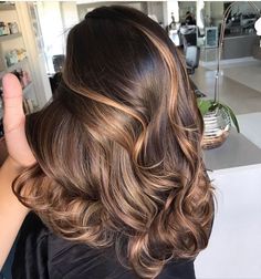 Dark Brown Hair With Auburn Lowlights Subtle Highlights, Chocolate Hair With Highlights, Highlights With Short Hair, Warm Caramel Balayage, Shades Of Brown Hair, Brown Hair With Caramel, Brown Hair With Caramel Highlights, Hair Color Idea