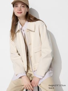 Jersey Relaxed Jacket | UNIQLO US Versatile Spring Outerwear With Lapel Collar, Oversized Collared Chic Blazer, Oversized Chic Collared Blazer, Chic White Solid Color Outerwear, Chic White Outerwear, Casual Beige Blazer For Day Out, Casual Cream Blazer For Fall, Casual Beige Solid Color Blazer, Spring Casual Beige Blazer