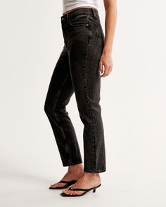 On-trend high rise mom jeans in our all-day comfort stretch denim, with a black wash and distressed hem. Washed Black Cropped Jeans With Five Pockets, High Rise Black Cropped Jeans With Frayed Hem, Black High Rise Cropped Jeans With Frayed Hem, Mid-rise Washed Black Jeans For Everyday, Black High-rise Cropped Jeans With Frayed Hem, Trendy Straight Washed Black Jeans, Casual Black Cropped Jeans With Frayed Hem, Trendy Black Cropped Jeans With Frayed Hem, Mom Fit Dark Wash Cropped Jeans With Frayed Hem