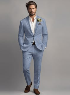 Blue Suit Men Wedding Groom Outfit, Steel Blue Groom Suit, Heathered Blue Suit Wedding, Light Blue Mens Wedding Suit, Dusty Blue Mens Suit Wedding, Wedding Suits Men Light Blue, Blue Linen Suit Men Wedding, Mens Blue Linen Suit, Light Blue Linen Suit Men