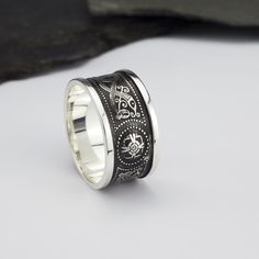 Celtic Wedding Ring Sterling Silver Luxury Silver Engraved Filigree Ring, Luxury Silver Rings With Etched Details, Luxury Engraved Silver Filigree Ring, Luxury Etched Ring Jewelry, Handmade Elegant Wide Band Ring, Artisan Sterling Silver Rings With Intricate Design, Unique Engraved Ring With Intricate Design, Luxury Engraved Wide Band Jewelry, Luxury Silver Rings With Decorative Band