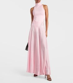 Turtleneck maxi dress in pink - Alaia | Mytheresa Rare Birkin, Turtleneck Maxi Dress, Wedding Gown Simple Elegant, Alaia Dress, Classic Rolls Royce, Wedding Gown Simple, Birkin Bags, 90s Inspired Outfits, Turtleneck Sleeveless