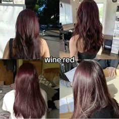 Wine Layered Hair, Wine Hair Color, Maroon Hair, Wine Red Hair, Cherry Hair