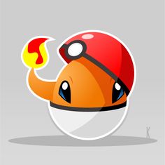 an orange and white cartoon character with a red hat on it's head, holding a