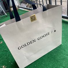 Brand New Golden Goose Shopping Bag Cream Shopping Bags Suitable As Gift Bags, Modern Black Bag With Gold-tone Logo Plaque, Classic Black Bag With Gold-tone Logo Plaque, Golden Goose Purse Black, Golden Goose Bag, Black And Gold Golden Goose, Golden Goose, Black Cream, Womens Tote Bags