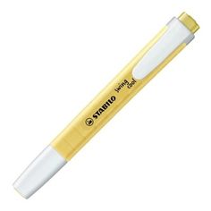 a yellow and white pen with an eraser on it