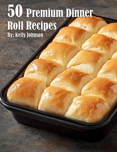 a pan filled with rolls sitting on top of a counter