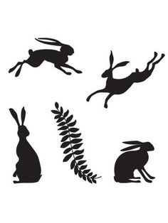 Free printable Hare stencils and templates Hare Tattoo, Rabbit Images, Silhouette Tattoo, Small Forest, Tree Stencil, Silhouette Tattoos, Animal Stencil, Black Rabbit