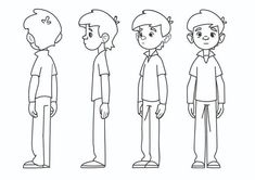 three cartoon boys with different facial expressions and haircuts, one in the middle is looking