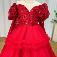 Dress your little princess in our elegant DreamyVow Red Girl Dress, featuring long sequined sleeves for a touch of sparkle. Perfect for birthdays and weddings, this gown is sure to make her feel like royalty. Made with high-quality materials, it offers both style and comfort. Get ready to make memories! Red Princess Dress For Birthday, Holiday Red Princess Dress With Ruffles, Princess Style Red Tutu Dress, Luxury Red Princess Dress With Ruffles, Red Victorian Dress Kids, Yellow Evening Dresses, Silver Evening Dress, Purple Evening Dress, Girls Dress Shop