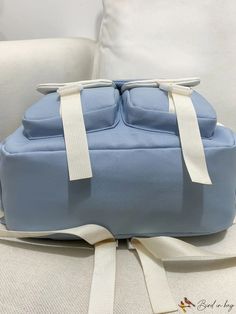 BirdinBag - Blue School Bag for Teen Girls & College Students, Ideal for Outdoors, Travel & Back to School Blue School Bag, Flap Backpack, Bags For Teens, Style Preppy, Travel School, College University, Word Wrap, Classic Backpack, School College