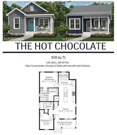 the floor plan for a small house with two rooms and an attached garage is shown