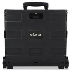 the universal carrying case is black with wheels