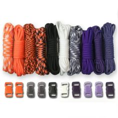 there are many different types of rope on this white background with the words paracord planet above it