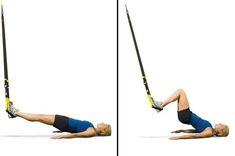 a man is doing an aerial exercise on a white background with two images showing the same position