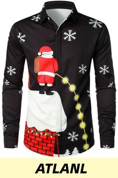 Great for vacation, Christmas holiday party, themed parties, etc. Holiday Festive Long Sleeve Shirt, Black Shirt For Winter Holiday, Fitted Long Sleeve Tops For Holiday, Black Holiday Shirt, Black Long Sleeve Holiday Shirt, White Long Sleeve Festive Shirt, Long Sleeve Christmas Holiday Shirt, Black Long Sleeve Christmas Shirt, Red Long Sleeve Holiday Shirt