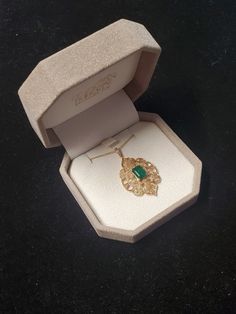 Excellent Estate Find in a Sweet Usable or Resalable Condition! Sure to be a welcome addition to your collection or inventory! Please feel free to contact with any questions or a resonable counter offer! Thanks! Hallmarked Emerald Necklace, Dainty Gold Emerald Necklace For Formal Occasions, Elegant Yellow Gold-plated Emerald Necklace, Elegant Yellow Gold Plated Emerald Necklace, Classic Gold Emerald Necklace In Sterling Silver, Elegant 14k Gold Hallmarked Emerald Necklace, Luxury Oval Emerald Necklace Gift, Elegant Oval 14k Stamped Necklace, Formal Gold Sterling Silver Emerald Necklace