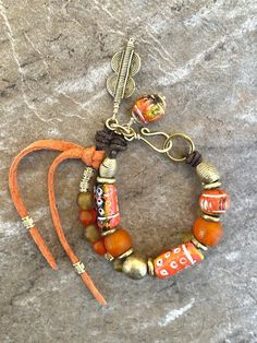 Tribal Boho Bracelet African Ethnic Clay, Glass and Lost Wax Brass Recycled Glass Bead, Boho Chic Jewelry, Boho Bracelet, Chic Jewelry, Lost Wax, Crafted Jewelry, Boho Bracelets, Recycled Glass, Terra Cotta