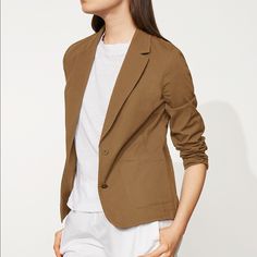 Eileen Fisher Organic Cotton Poplin Shaped Blazer Nwt. Color: Chestnut. 2 Available Sz.Ps And Sz. Pp. Brown Cotton Outerwear, Cotton Blazer With Pockets For Day Out, Chic Brown Cotton Outerwear, Brown Cotton Blazer For Work, Brown Cotton Workwear Blazer, Classic Everyday Blazer For Spring, Classic Everyday Spring Blazer, Khaki Blazer For Spring Business Casual, Casual Cotton Blazer For Day Out