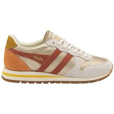 Buy Gola womens Daytona Blaze sneakers in gold/orange online at gola Golden Boots, Gola Sneakers, Boots Outfits, Italy Outfits, Orange Spice, Cute Sneakers, Pinterest Closet, Warm Autumn, Gold Orange